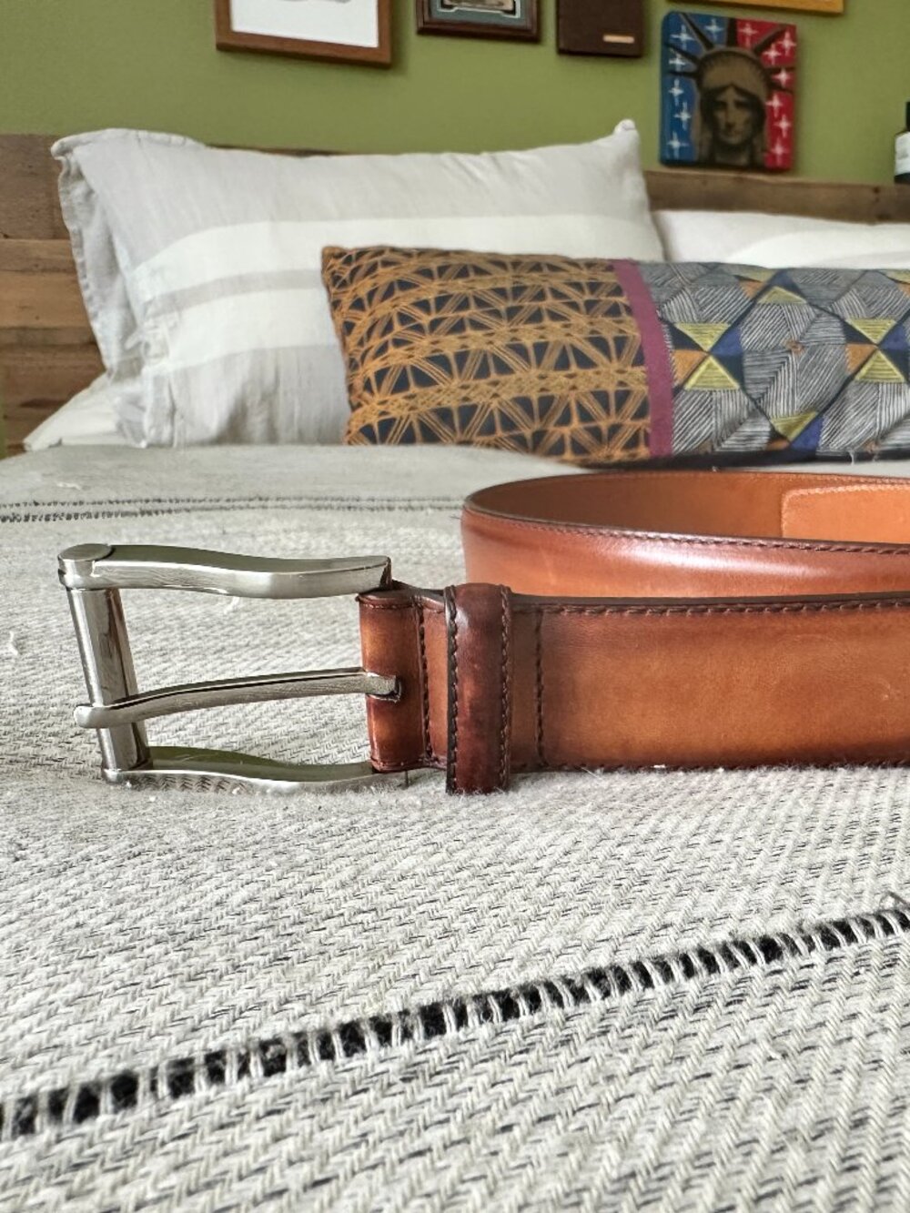 Magnanni 1121 Cognac Brown Men's Leather Belt Made in Spain Size 40
